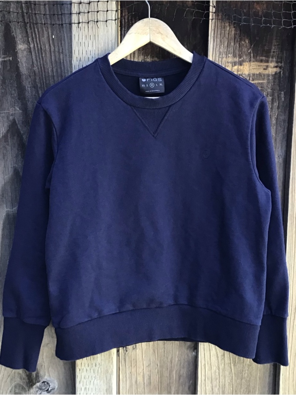 Figs Crewneck Sweatshirt Womens Medium Navy Blue Cotton Medical Scrubs Top